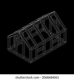 Marco de construcción de invernadero. Objeto de construcción de invernadero o casa de encuadernación. Ilustración del vector de la casa cálida. Imagen de concepto de invernadero