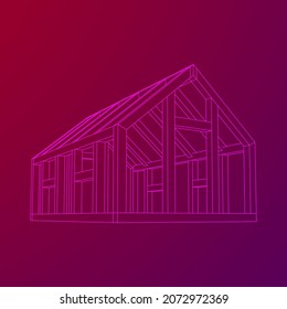 Gewächshaus-Konstruktionsrahmen. Wohnungsbauobjekt oder Bauhaus. Warmes Haus, Vektorgrafik. Glasshouse-Konzeptbild