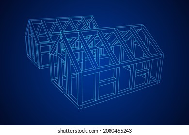 Gewächshaus-Konstruktionsrahmen. Wohnungsbauobjekt oder Bauhaus. Warmes Haus, Vektorgrafik. Glasshouse-Konzeptbild