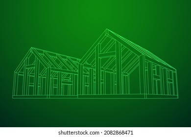 Greenhouse construction frame. Hothouse building object or framing house. Warm house Vector illustration. Glasshouse concept image