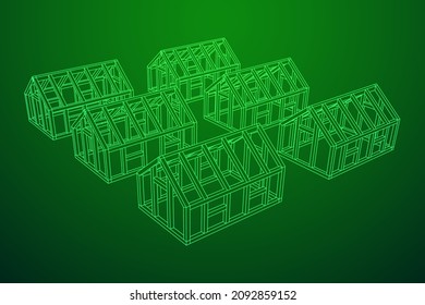 Greenhouse construction frame. Hothouse building object or framing house. Warm house Vector illustration. Glasshouse concept image