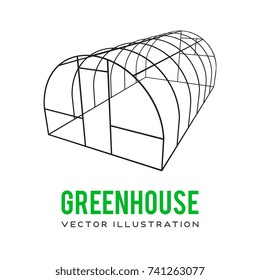 Greenhouse construction frame. Hothouse building object. Warm house Vect illustration. Glasshouse concept image