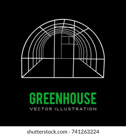 Greenhouse construction frame. Hothouse building object. Warm house Vect illustration. Glasshouse concept image