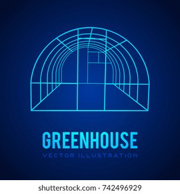 Greenhouse construction frame. Hothouse building object. Warm house Vect illustration. Glasshouse concept image