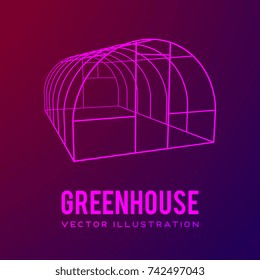 Greenhouse construction frame. Hothouse building object. Warm house Vect illustration. Glasshouse concept image