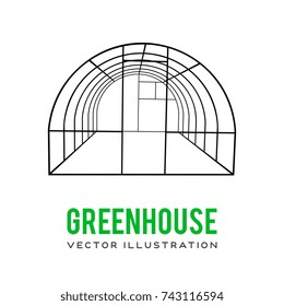 Greenhouse construction frame. Hothouse building object. Warm house Vect illustration. Glasshouse concept image