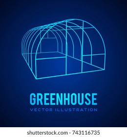 Greenhouse construction frame. Hothouse building object. Warm house Vect illustration. Glasshouse concept image