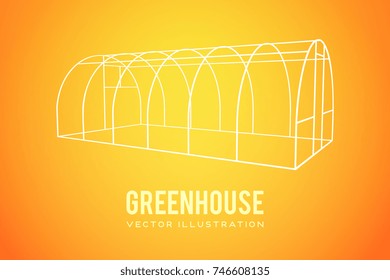 Greenhouse construction frame. Hothouse building object. Warm house Vect illustration. Glasshouse concept image