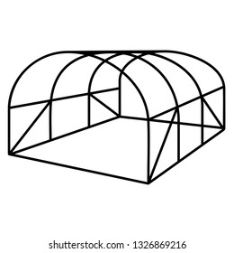 Greenhouse construction frame. Vector outline icon isolated on white background.