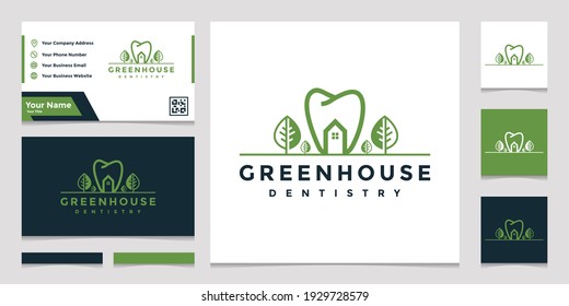 Greenhouse dentistry logo template with business card design