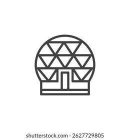 Greenhouse dome line icon. linear style sign for mobile concept and web design. Round greenhouse outline vector icon. Symbol, logo illustration. Vector graphics