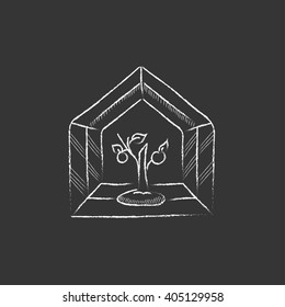 Greenhouse. Drawn in chalk icon. Greenhouse. Drawn in chalk icon.