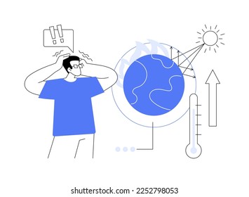 Greenhouse effect abstract concept vector illustration. Global warming, climate change cause, co2 emission rise, global effect, greenhouse gas, air pollution problem, ozone layer abstract metaphor.