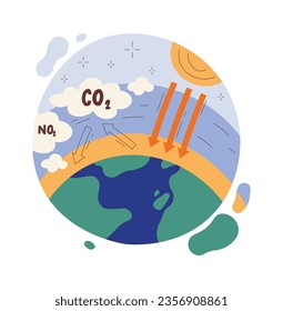 Greenhouse Effect Climate Problem Vector Illustration