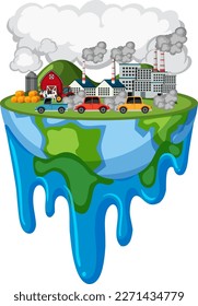 Efecto de invernadero e ilustración del calentamiento del planeta
