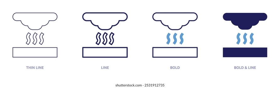 Icono de efecto invernadero en 4 estilos diferentes. Línea delgada, línea, negrita y línea negrita. Estilo duotono. Trazo editable.