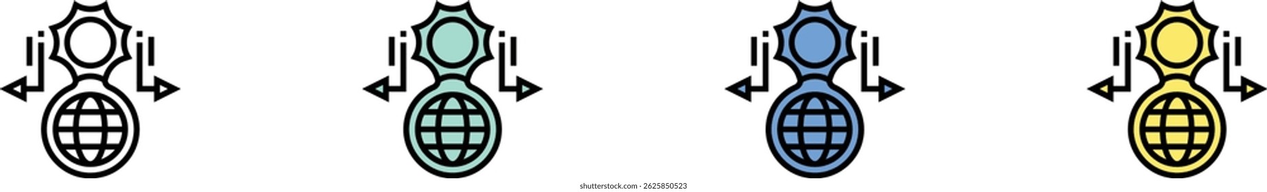 greenhouse effect icon. Outline, Green, Blue and Yellow Style Design Isolated On White Background
