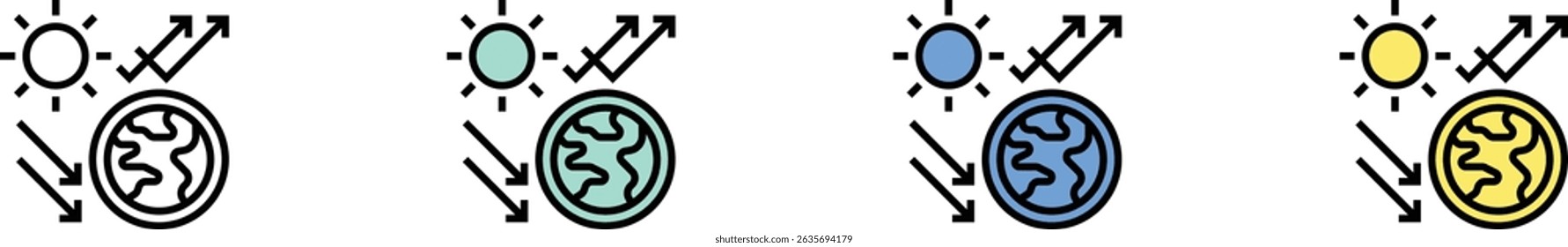 greenhouse effect icon. Outline, Green, Blue and Yellow Style Design Isolated On White Background