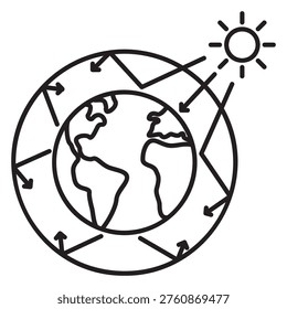Greenhouse effect icon trapping heat in the atmosphere by greenhouse gases