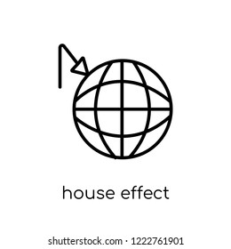 greenhouse effect icon. Trendy modern flat linear vector greenhouse effect icon on white background from thin line Ecology collection, outline vector illustration