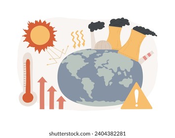 Greenhouse effect isolated concept vector illustration. Global warming, climate change cause, co2 emission rise, global effect, greenhouse gas, air pollution problem, ozone layer vector concept.