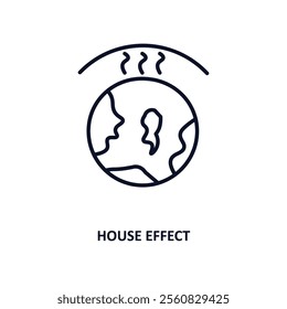 greenhouse effect outline icon.  Thin line icon from ecology collection. Editable vector isolated on white background