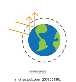 Efeito de estufa, ícone da camada de ozônio, ambiente, natureza, símbolo de ecologia no fundo branco - ilustração vetorial