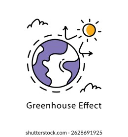 Greenhouse Effect vector Filled Outline Style Icon. Eps 10 File