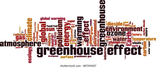Greenhouse effect word cloud concept. Vector illustration