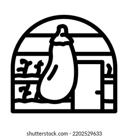 greenhouse eggplant line icon vector. greenhouse eggplant sign. isolated contour symbol black illustration