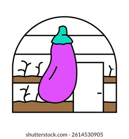 greenhouse eggplant line icon vector. greenhouse eggplant sign. isolated symbol illustration