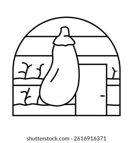 greenhouse eggplant line icon vector. greenhouse eggplant sign. isolated contour symbol black illustration