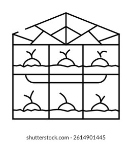 greenhouse farmland construction line icon vector. greenhouse farmland construction sign. isolated contour symbol black illustration