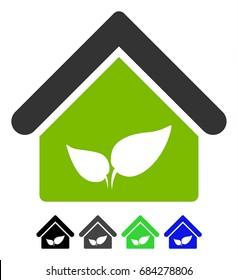 Greenhouse flat vector illustration. Greenhouse icon with gray, black, blue, green color versions.