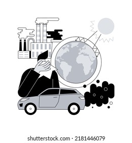 Greenhouse gas emissions abstract concept vector illustration. Greenhouse effect, CO2 emission, toxic gas, ecological problem, atmosphere pollution, smog, environmental movement abstract metaphor.