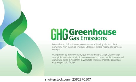 Greenhouse Gas Emissions concept. presentation templates corporate business annual report layout. abstract green leafs with line gradient clean look vector template 