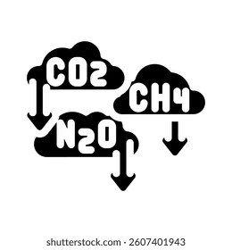 greenhouse gas reduction carbon glyph icon vector. greenhouse gas reduction carbon sign. isolated symbol illustration