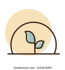 Invernadero con plantas verdes dentro del icono del vector. Símbolo gráfico para agricultura, jardín y plantas sitio web y diseño de aplicaciones, logotipo, aplicación, interfaz de usuario
