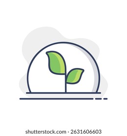 Greenhouse with green plants inside vector icon. Graph symbol for agriculture, garden and plants web site and apps design, logo, app, UI