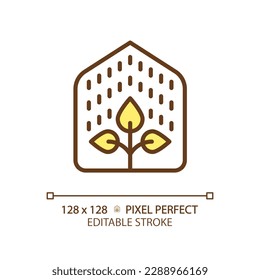 Greenhouse green RGB color icon. Plant nursery. Controlled environment. Agriculture technology. Horticultural crops. Isolated vector illustration. Simple filled line drawing. Editable stroke