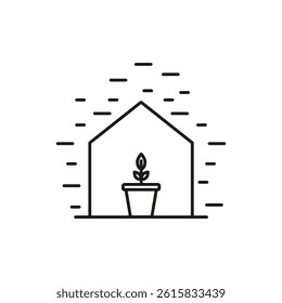 Greenhouse Growth Icon. Indoor gardening Vector Ilustration. Detailed icons showing watering systems and artificial lighting. Ideal for indoor agriculture projects and sustainable farming education.