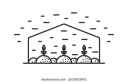 Greenhouse Growth Icon. Indoor gardening Vector Ilustration. Detailed icons showing watering systems and artificial lighting. Ideal for indoor agriculture projects and sustainable farming education.