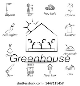 greenhouse hand draw icon. Element of farming illustration icons. Signs and symbols can be used for web, logo, mobile app, UI, UX