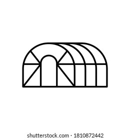 Greenhouse hemisphere. Linear icon of frame glasshouse for gardening, agriculture. Black simple illustration of oval conservatory. Contour isolated vector emblem on white background svg