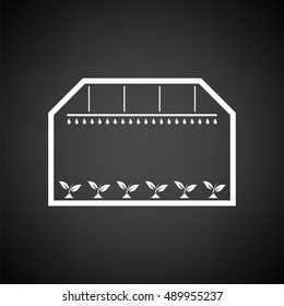 Greenhouse icon. Black background with white. Vector illustration.