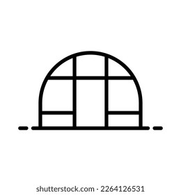 Greenhouse icon. Black contour linear silhouette. Front view. Editable strokes. Vector simple flat graphic illustration. Isolated object on a white background. Isolate. svg