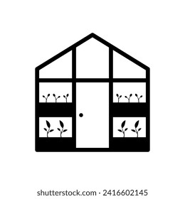 Greenhouse icon. Black contour linear silhouette. Editable strokes. Front side view. Vector simple flat graphic illustration. Isolated object on a white background. Isolate.