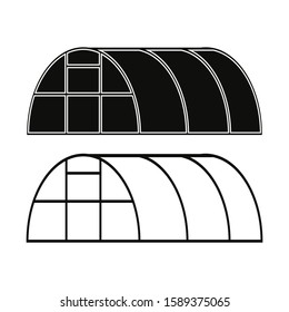Greenhouse icon. Black silhouette and contour. Vector drawing. Isolated object on a white background. Isolate.