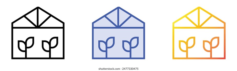 greenhouse icon. Linear, Blue Fill and Gradient Style Design Isolated On White Background