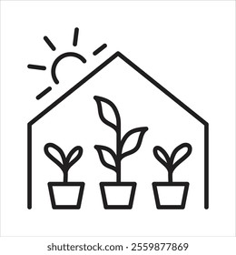 Greenhouse Icon. Method Of Planting. Vector Editable Stroke